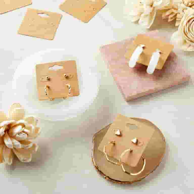 200 Pack Kraft Paper Earring Cards, Jewelry Display for Retail