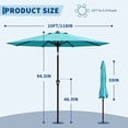 thumbnail image 6 of Garvee 10 feet Outdoor Patio Umbrella, with Push Button Tilt & 8 Sturdy Ribs, Emerald Green, 6 of 8