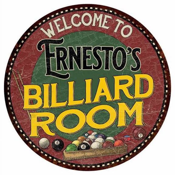 Ernesto's Billiard Room 14" Round Metal Sign Kitchen Wall Decor 100140033398