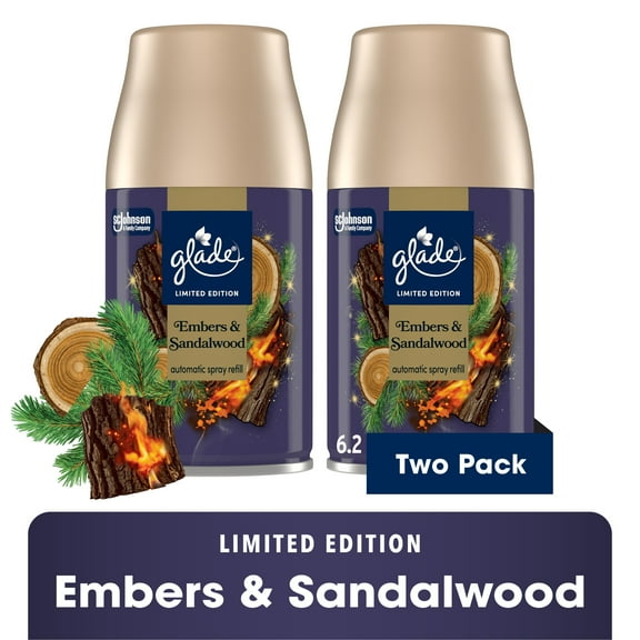 Glade® Automatic Spray Air Freshener Refill, Christmas Holiday Embers & Sandalwood , 6.2oz., 2 Count