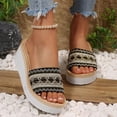 thumbnail image 3 of Dakaela Women's Wedge Sandals Bohemian Platform Espadrille Arch Support Slip on Slides Comfortable Open Toe Summer Beach Shoes Black 9, 3 of 8