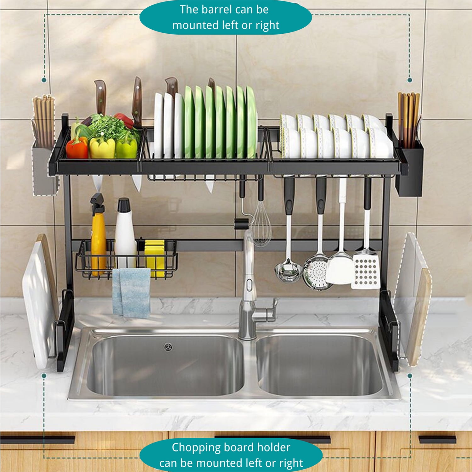 Over the Sink 2 Tier Organizer Dish Drying Rack, 31 Inch – Mikasa