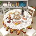 thumbnail image 5 of Thanksgiving Fall Tablecloth Round 60 Inch Autumn Harvest Pumpkin Table Cloth Washable Maple Leaf Farmhouse Red Table Cover for Kitchen Dinner Room Holiday Picnic Party Indoor Outdoor Decor, 5 of 6
