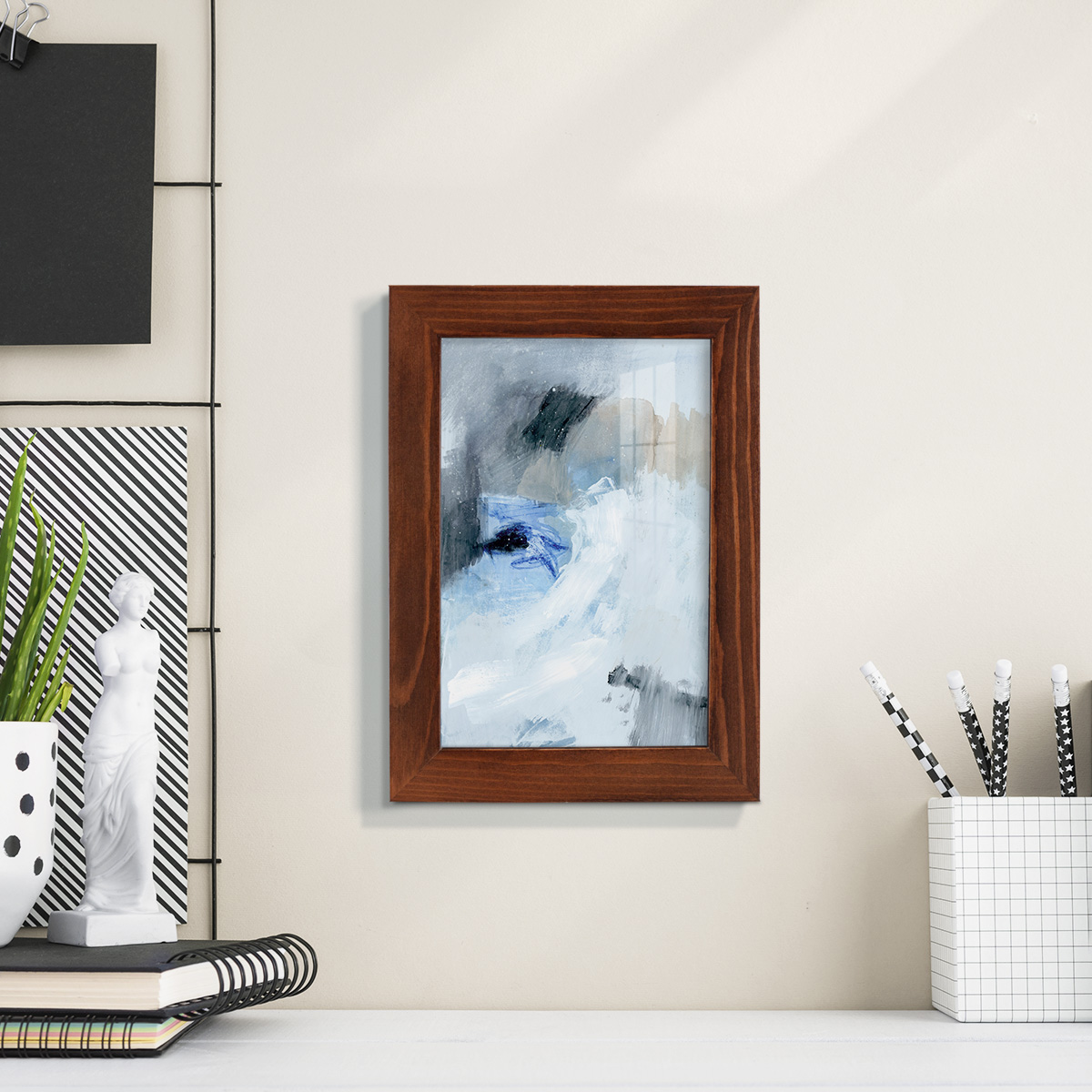 Welle I - Framed Print w/glass - Chestnut