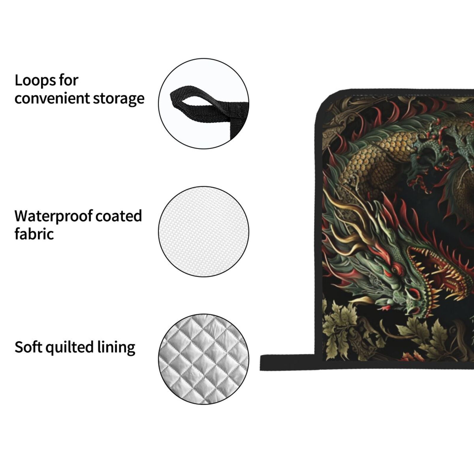 Dragon Chinese Style Chinoiserie Art Cool 4Pcs Oven Mitts and Pot Holders Sets Oven Kitchen Gloves Hot Pads for Cooking BBQ Baking Grilling