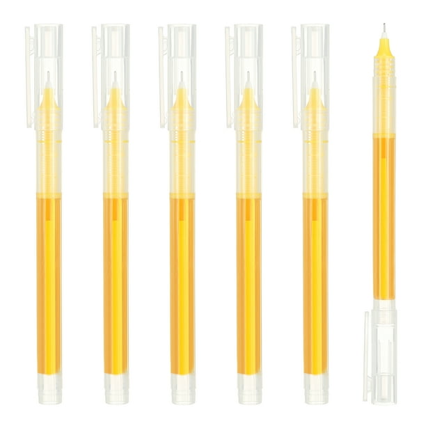 Uxcell 6Pcs Bolígrafo de Tinta de Gel de Colores, Punta Extra Fina de 0.5mm, Escritura Suave, Tinta Líquida de Secado Rápido, Amarillo