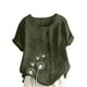 thumbnail image 1 of Vestidos Casuales Para Mujer, Blusas De Mujer De Moda Blusa informal de lino con cuello redondo, manga corta y botones para mujer, 1 of 3