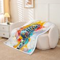 thumbnail image 2 of Erosebridal Oil Painting Microphone Throw Blanket for Couch, Music Theme Sherpa Throw, Microfiber, 50x60, 2 of 6