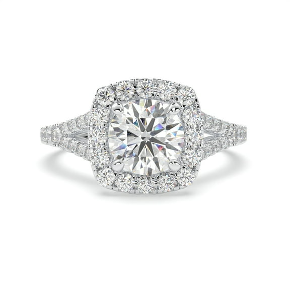 1.00 Carat TW Women's Moissanite and Natural Diamonds Engagement Ring in 10k White Gold, Size 7
