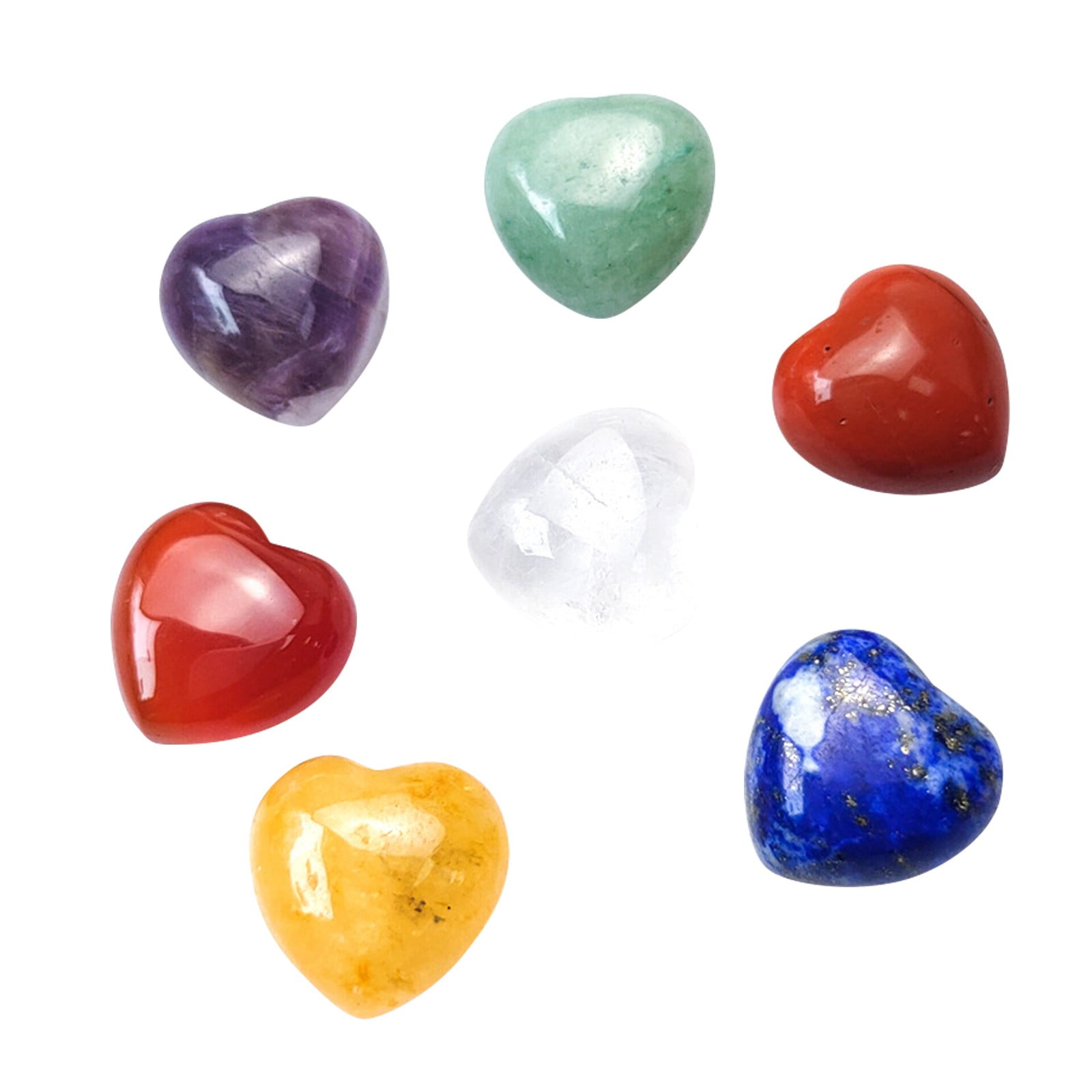 Natural Stone Heart-shape Chakra Gemstone Display Ornaments 30*30 7PCS/SET 