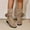 Khaki, variant on Women's Fashionable Solid Color Suede Small Ball Decorated Mid-Calf Boots, Elegant and Comfortable Solid Color Boots