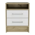 thumbnail image 3 of White and Light Oak 2-Drawer 1-Shelf Rectangle Nightstand,White Particle Board Furniture Bedroom Nightstands, 3 of 7