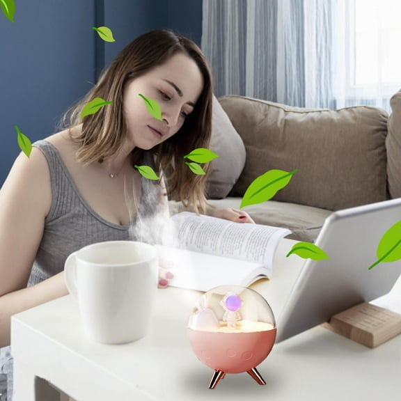 Oggfader Humidifiers for Home Trend Spaceman Humidifier Promotion Small Gift Atmospheric Night Car Mini USB Humidifier Pink