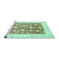 thumbnail image 2 of Ahgly Company Machine Washable Indoor Rectangle Oriental Turquoise Blue Traditional Area Rugs, 8' x 10', 2 of 4