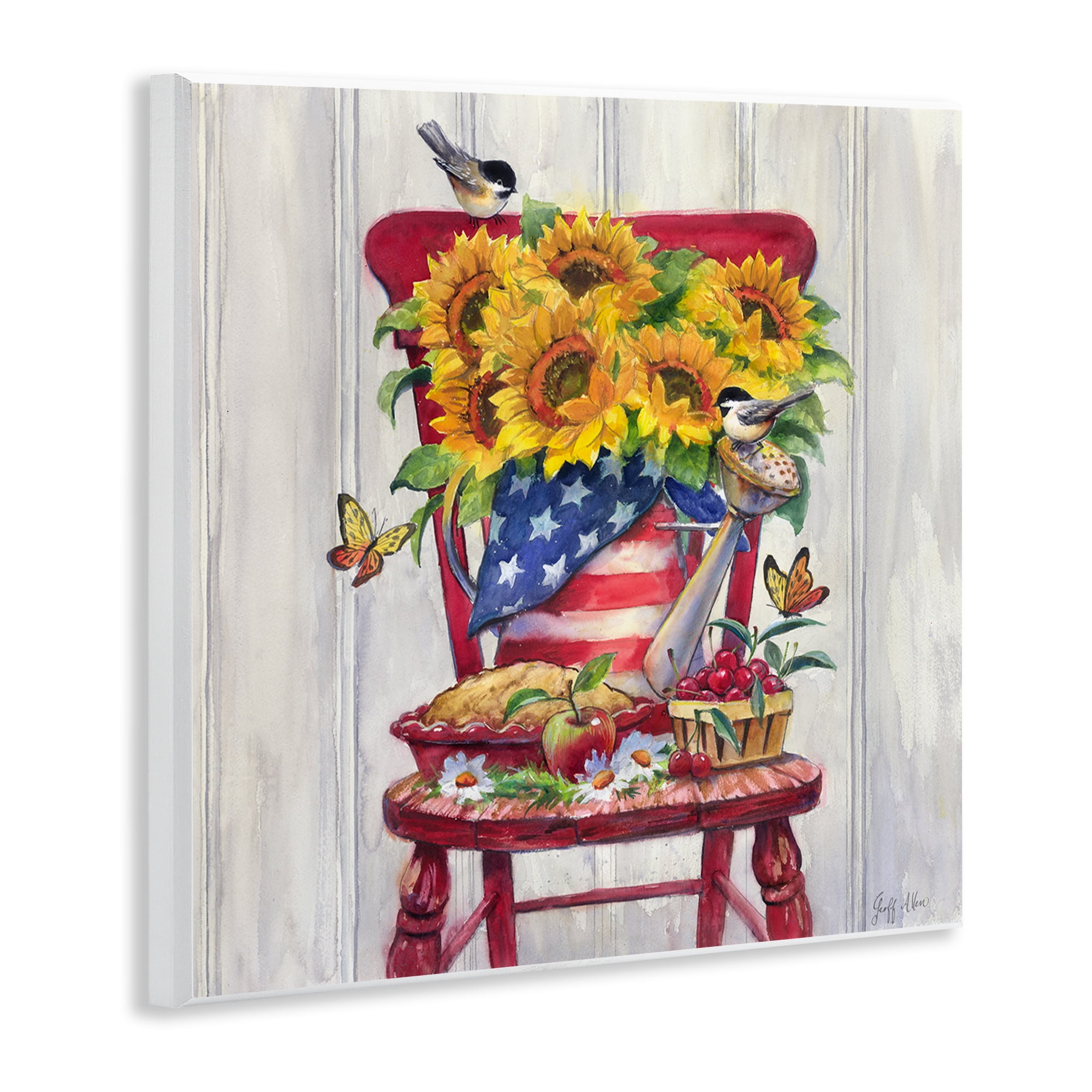 Stupell Industries Patriot Porch Still Life Patriotic Painting Unframed Art Print Wall Art, 12 x 12