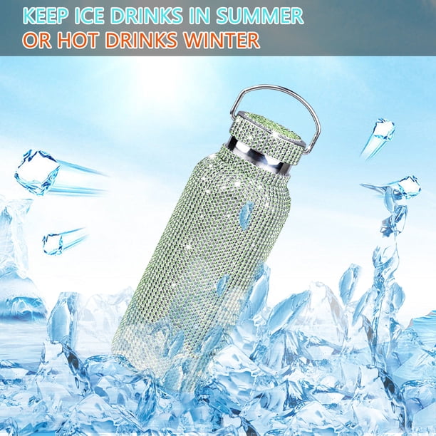 Termo Frascos de vacío de diamante con cadena Tazas térmicas Botellas para beber (750ml Verde) Sywqhk Libre de BPA