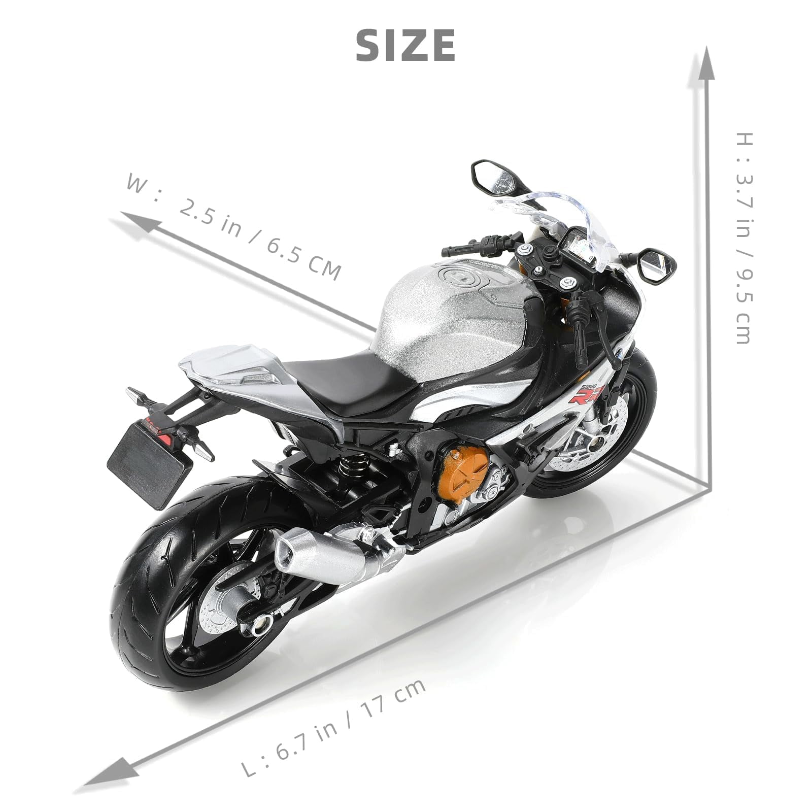 CHUNYAN 1:12 Motorcycle Model Toy for BMW S1000RR Metal Die-cast with Plastic Motorcycle Model No Assembly Required Mini Finished Moto Gift for Adult(White)