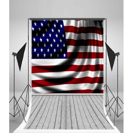 Image of GreenDecor 5x7ft Photography Background Wood Flooring And American Flag Style Photo Backdrop Studio Props