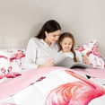 thumbnail image 5 of Homewish Pink Flamingo 3 Pieces Queen Comforter Set For Kids Teens,Kawaii Animal Ultra Soft Bedding Sets,Cartoon Wildlife Bedding Comforter Set,Lightweight Room Decor,Reversible, 5 of 8