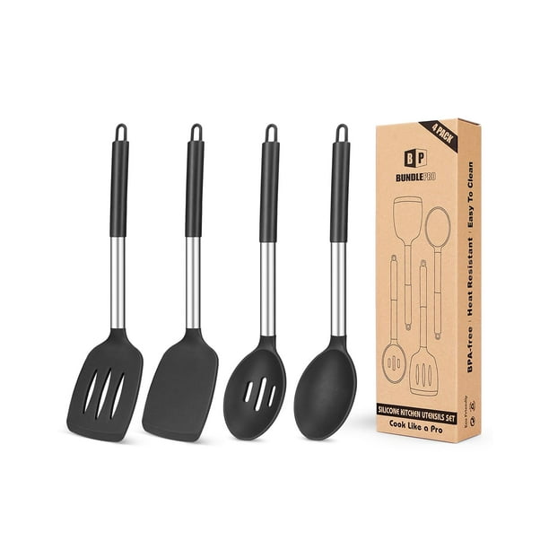 Juego de utensilios de cocina Bundlepro, silicona antiadherente, 4 piezas