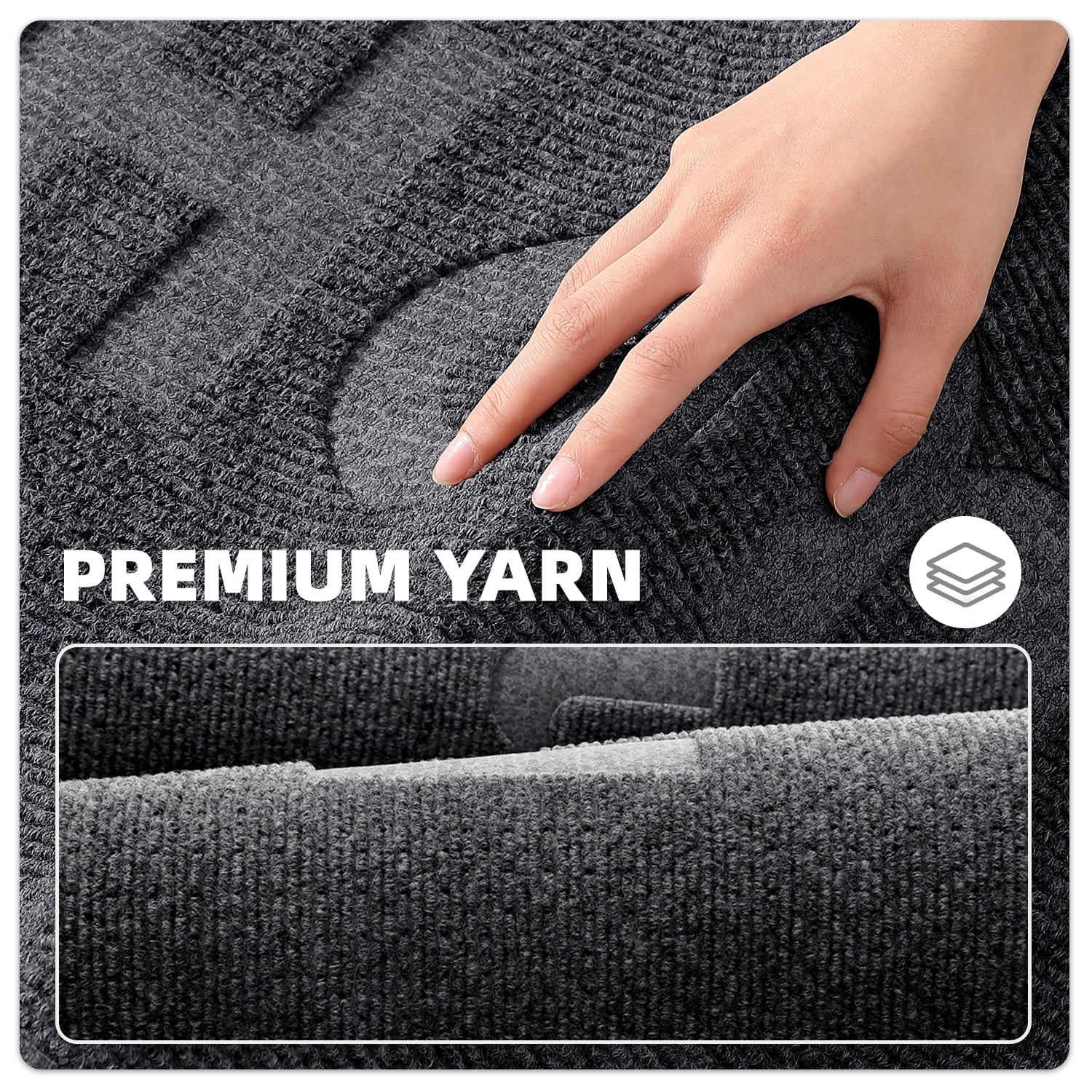 PABUBE Indoor and Outdoor Doormat,Non-Slip Front Doors Rug Washable,Low Profile Doormat for Inside,Heavy Duty Welcome Mat,Dirt Trapper Outdoor Mat for Front Doors Entryway Rug Entry Rug,Grey,18"x29"