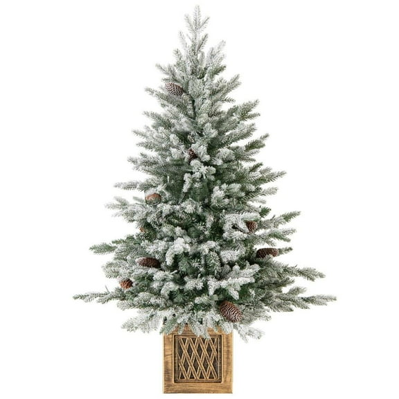 Resenkos 4-Ft Pre-Lit Artificial Entrance Christmas Tree - 100 LEDs, Green/White