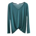 thumbnail image 3 of MHFRRA Camiseta de Manga Larga, Holgada, Informal, Básica, Cómoda y Suave, con Cuello Redondo para Uso Diario. Verde Oscuro, 3 of 8