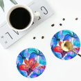 thumbnail image 5 of Gaeub Bright Flowers Print 6 Pcs Leather Coasters for Drinks ,Drink Coasters Sets,Drink Table Cup Coasters for Living Room Kitchen Coffee Decor,Round Shape, 5 of 7