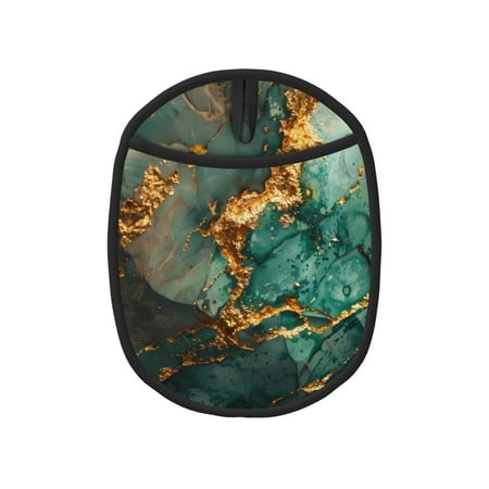 

Pofeuu Emerald Color Gold Marble Print Silicone Pot Mat Mitten With Hanging Loop Heat Resistant Oven Mitts Non-Slip Bbq Baking Smoking Potholders
