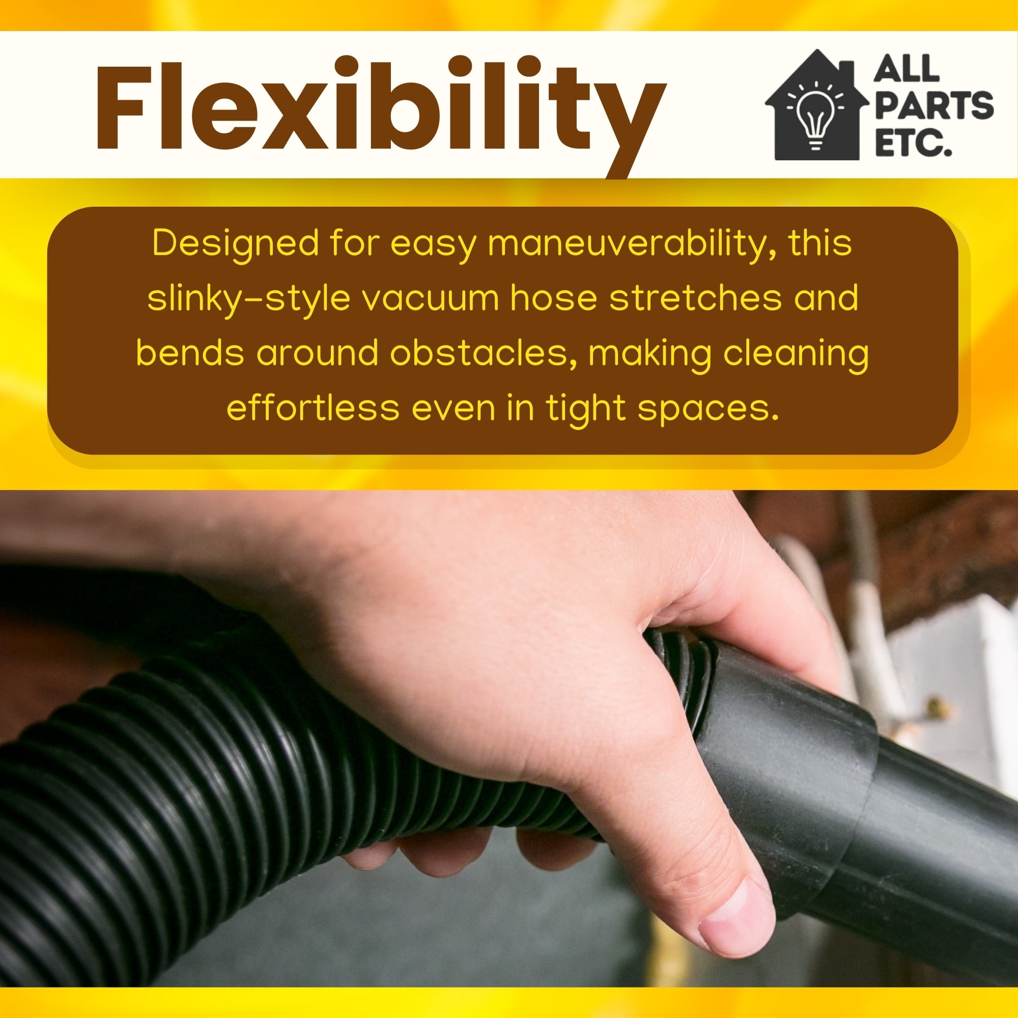 Oreck XL Canister Vacuum Hose Replacement – 4ft Slinky Hose for Oreck Handheld Canister Vacuums, Compatible with Buster B, Shurlock Models & Oreck XL Attachments