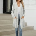 thumbnail image 4 of Women's Fashion Leisure Outdoor Autumn And Winter Long Solid Color Long Sleeve Loose Pocket Cardigan Jacket Cardigan Womens Long Sleeve Button down Knit Cardigan Sweater Creme Cardigan Ladies Short, 4 of 8