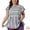 White, variant on Women's Plus Top Boho Floral Printed Round Neck Ruffle Sleeve Blouses Shirts 1X Dark Blue