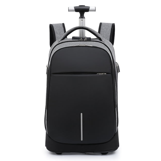 Mochila con ruedas para computadora portátil Mochila grande con ruedas negra Mochila de viaje Bolsas de negocios Maleta Hombres Mujeres Grandes