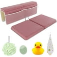 thumbnail image 1 of Bath Kneeler and Elbow Kneeling Rest Pad Set for Baby Bathing – Waterproof Soft Memory Foam Mat Organizer Pockets Quick Drying Foldable Non-Slip for Baby & Toddler Bath Time Toys Sponge Cloth (Pink), 1 of 8