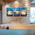 thumbnail image 5 of Sunrise Ocean Waves Canvas Wall Art For Living Room Bedroom Wall Decor Office Wall Pictures Blue Sea View Wall Paintings Beach Canvas Prints Artwork Modern Bathroom Home Decor Art 12" X 16" 3 Pieces, 5 of 6