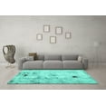 thumbnail image 3 of Ahgly Company Machine Washable Indoor Rectangle Solid Turquoise Blue Modern Area Rugs, 8' x 10', 3 of 4