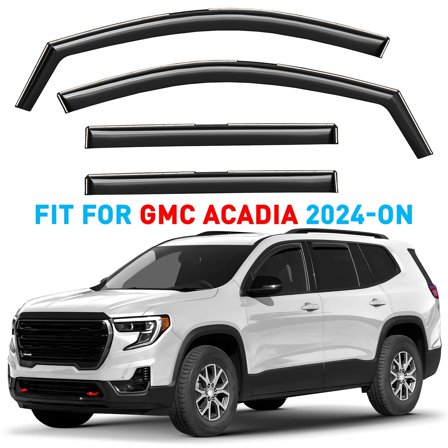 GrandWheel Co Window Deflectors Smoke Tinted In-channel Side Window Vent Visor Deflectors Rain Guards Compatible with GMC Acadia 2024-2025 - 4 pcs. GW1002