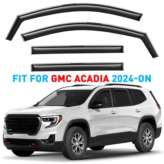 GrandWheel Co Window Deflectors Smoke Tinted In-channel Side Window Vent Visor Deflectors Rain Guards Compatible with GMC Acadia 2024-2025 - 4 pcs. GW1002