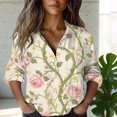thumbnail image 2 of QASIEATN Women's Cotton Linen 3/4 Sleeve Shirt Top Summer Casual Cute Lapel Loose Comfy Blouses, 2 of 5