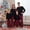 Black, variant on Family Matching Christmas Pajamas Set Solid Top Plaid Pant Holiday Pajamas Sleepwear PJs