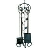 Uniflame Graphite Finish 5-Piece Fireplace Tool Set
