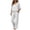 *White, variant on VBVC Women's Linen Blend 2 Piece Outfit Summer Casual Lounge Set, V Neck Short Sleeve Top and Drawstring Wide Leg Pants with Pockets,Army Green,S-2XL