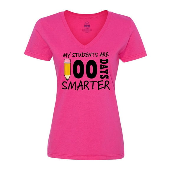 Inktastic My Students are 100 Days Smarter Women's V-Neck T-Shirt