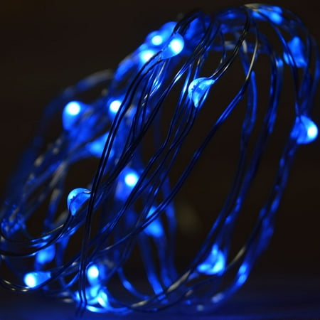 Micro Led Light - Fantado 20 Blue LED Micro Fairy String Light, Waterproof Wire w/ Timer (6ft, Battery Operated) by PaperLanternStore