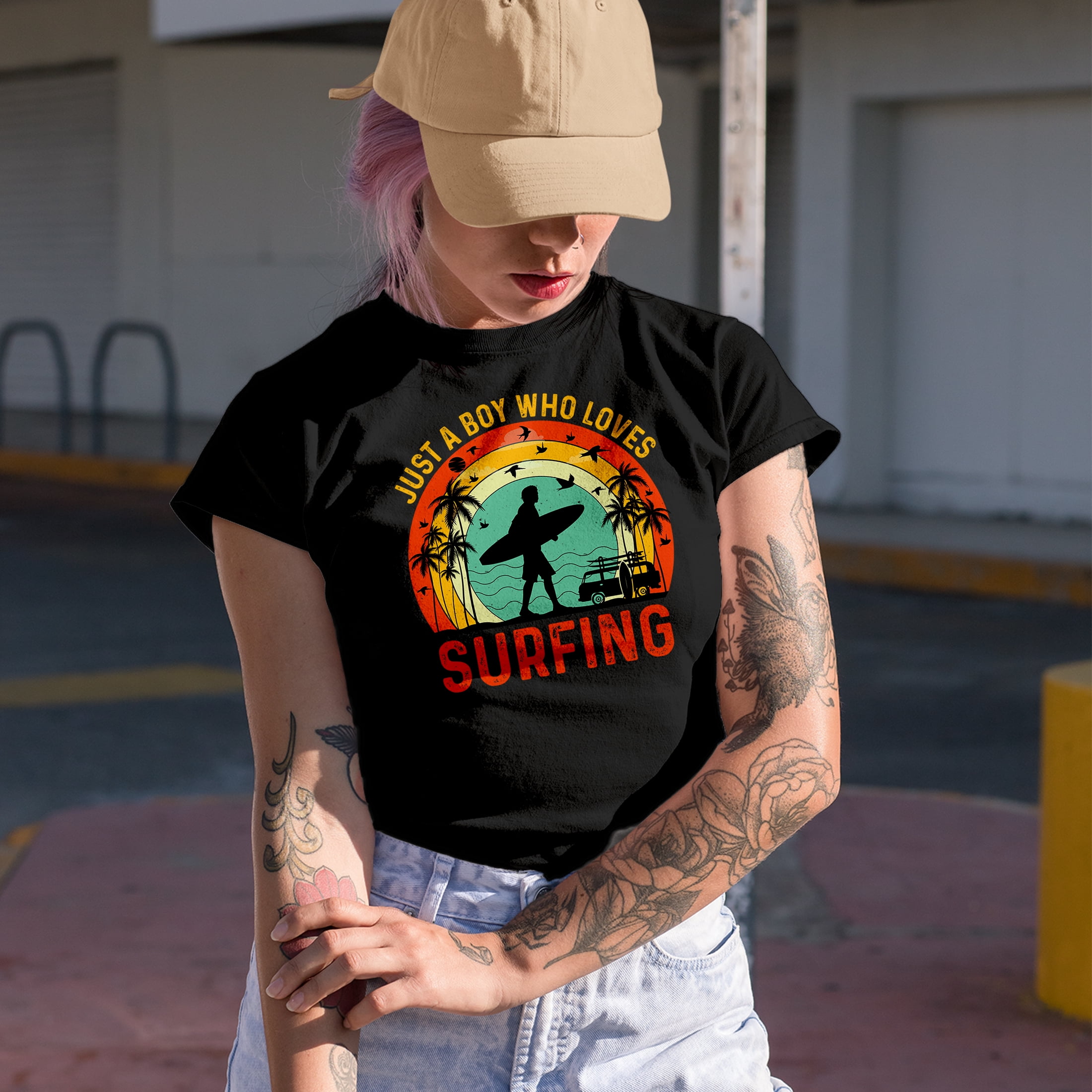 Retro Just a Boy Who Love Surfing - Surf Enthusiast or Surfer Quote, Royal Blue T-Shirt, 2XL