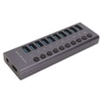 thumbnail image 4 of Divisor de concentrador USB 3,0 de 10 puertos, fuente de alimentación independiente, carga, transferencia de datos, concentrador Usb alimentado, 100-240V, enchufe europeo, 4 of 10