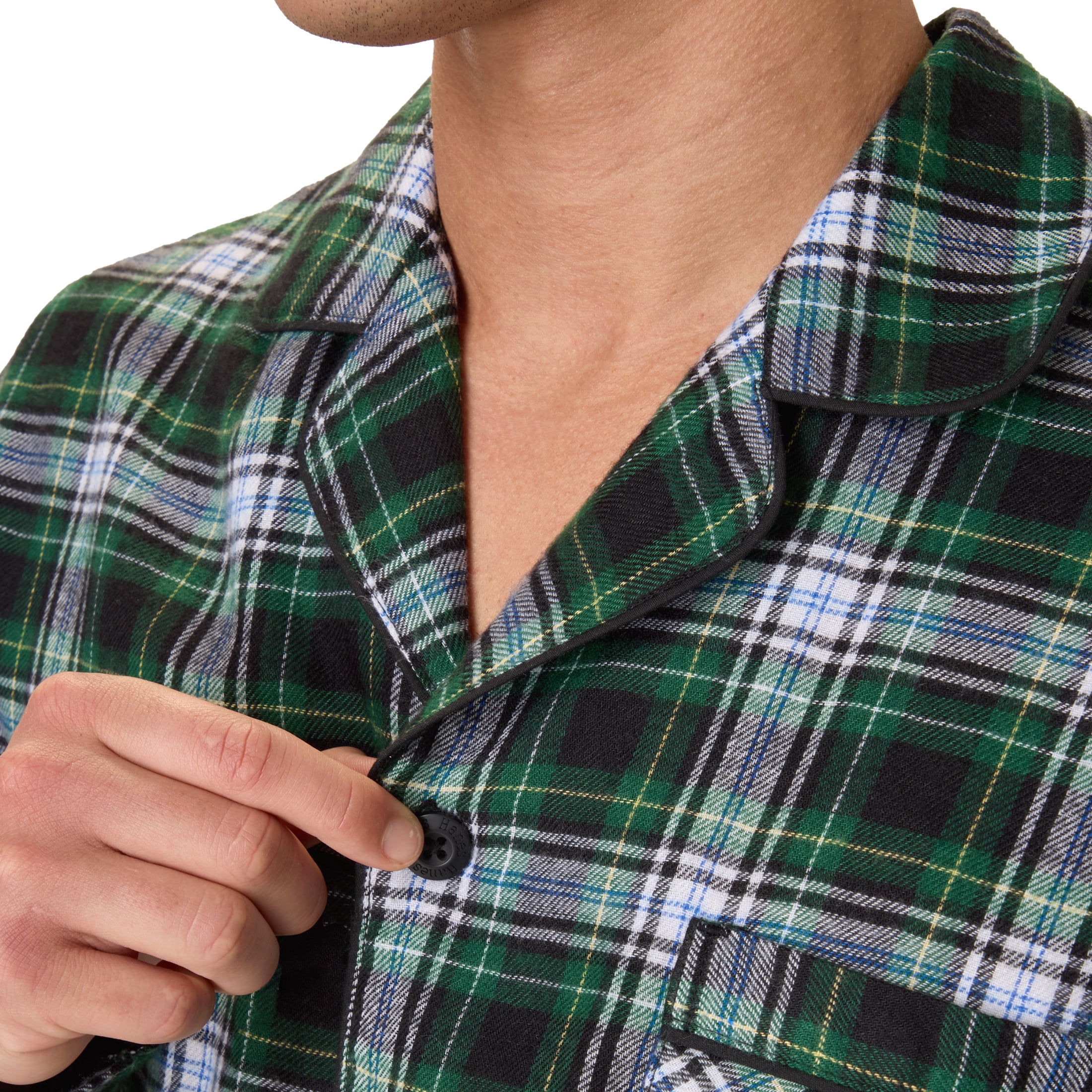 Hanes Men's Flannel Plaid Pajamas Set, 2-Piece, Sizes S-XXL, Green