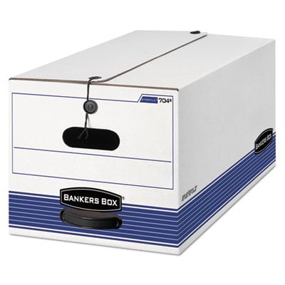 Stor/File Storage Box, Button Tie, Legal, White/Blue, 12/Carton, Sold as 1 Carton