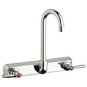 Chicago Faucet W8W-GN1AE35-369AB 3-1/2 Gooseneck Spout Wall Mount Workboard Faucet, 8