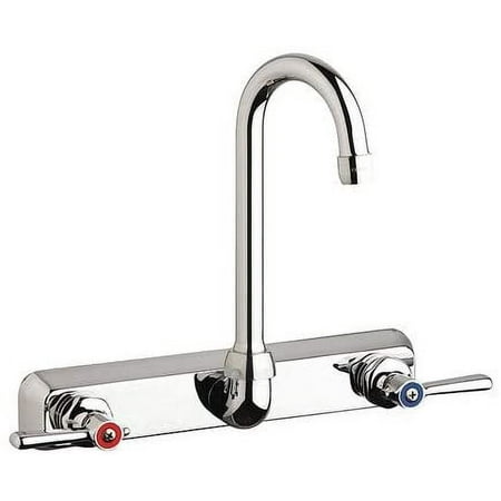 Chicago Faucet W8W-GN1AE35-369AB 3-1/2 Gooseneck Spout Wall Mount Workboard Faucet, 8
